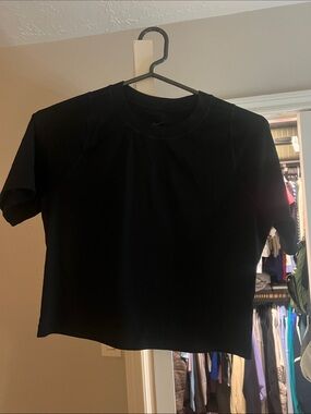 Nike Black Ribbed Short Sleeve Crop Top